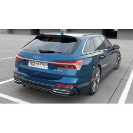 Накладка сплиттер на задний бампер Вариант 2 на Audi A6 C8 Avant S-Line